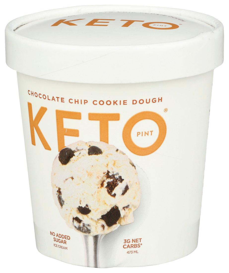 Keto Pint, Chocolate Chip Cookie Dough Ice Cream, Case Of 8, 1 Pt