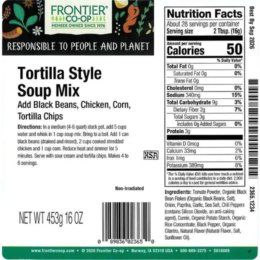 Frontier Co-op Tortilla Style Soup Mix 1 lb.