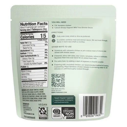 Simply Organic Mild Taco Simmer Sauce 8.00 fl. oz.
