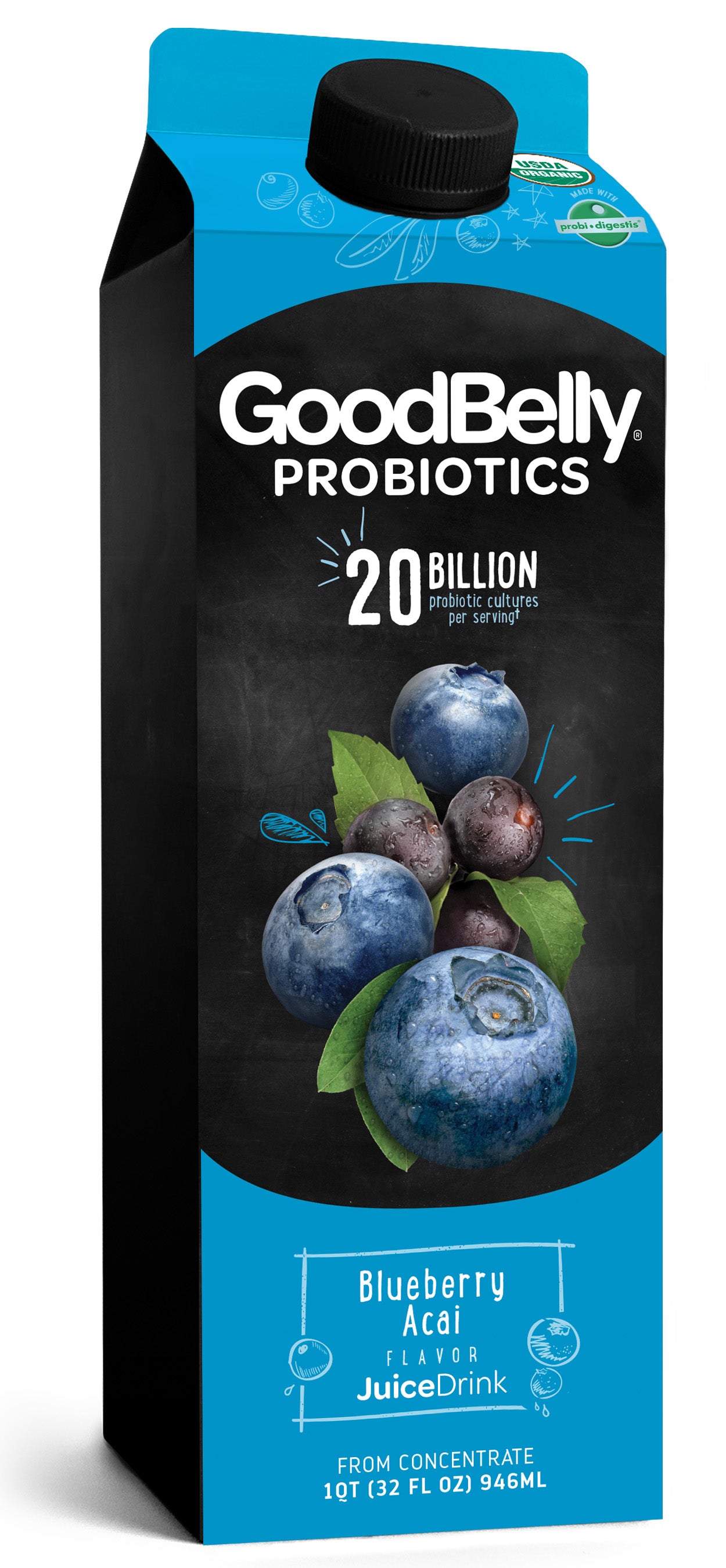 Good Belly, Probiotics Blueberry Acai Flavor Juicedrink, 32 Oz