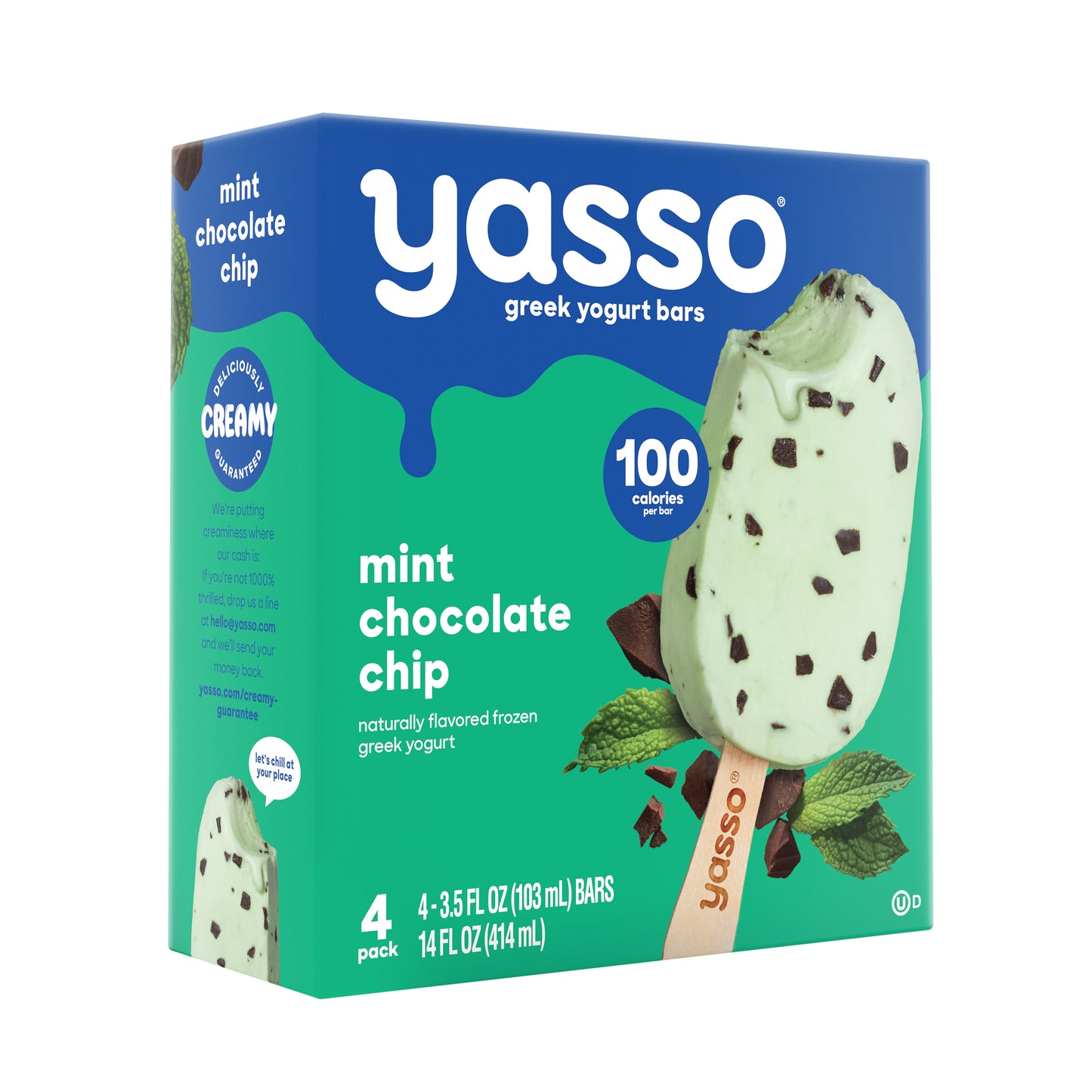 Yasso, Frozen Mint Chocolate Chip Greek Yogurt Bar 4 Pack, 14 Fl Oz
