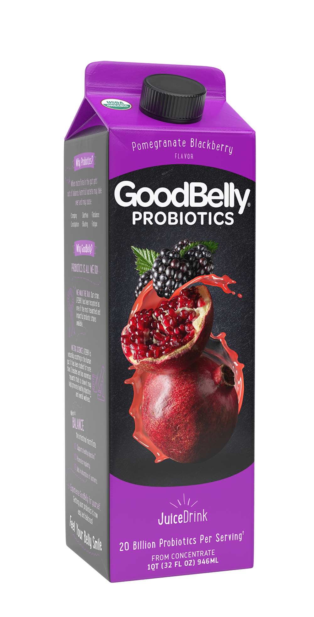 Good Belly, Probiotic Juice Pomegranate Blackberry One Q, 32 Oz