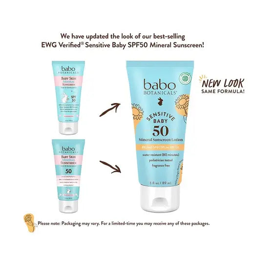Babo Botanicals Sensitive Baby Mineral Sunscreen Lotion SPF 50 3 fl. oz.