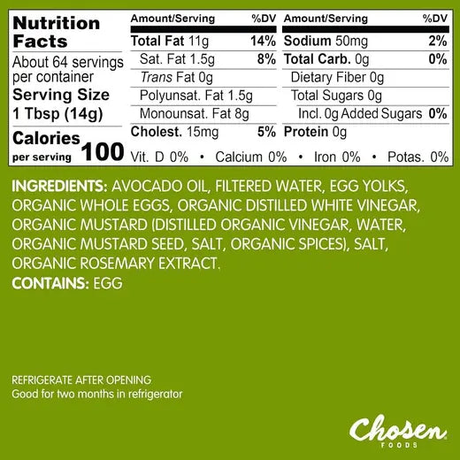 Chosen Foods Traditional Avocado Oil Mayo 12 fl. oz.