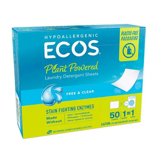 ECOS Free & Clear Laundry Detergent Sheets 50 count
