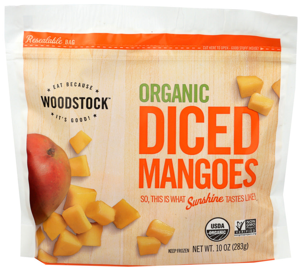 Woodstock Foods, Organic Diced Mangoes Frozen, Case Of 12, 10 Oz
