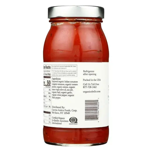 Organico Bello Organic Marinara Pasta & Cooking Sauce 25 oz.