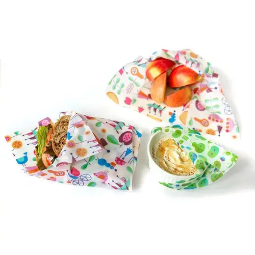 Z Wraps 3-Pack Beeswax Wrap, 1 Small Perfect Pear, 2 Medium Out & About Print