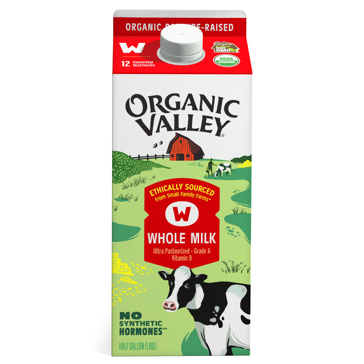 Organic Valley, Organic Ultra Pasteurized Whole Milk, Case Of 6, 64 Fl Oz