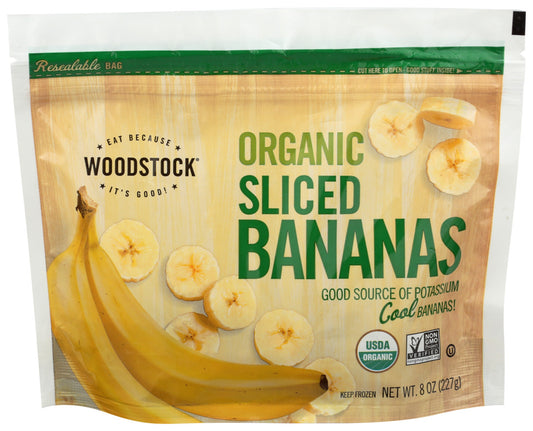 Woodstock Foods, Organic Frozen Fruit Sliced Bananas, Case Of 12, 8 Oz