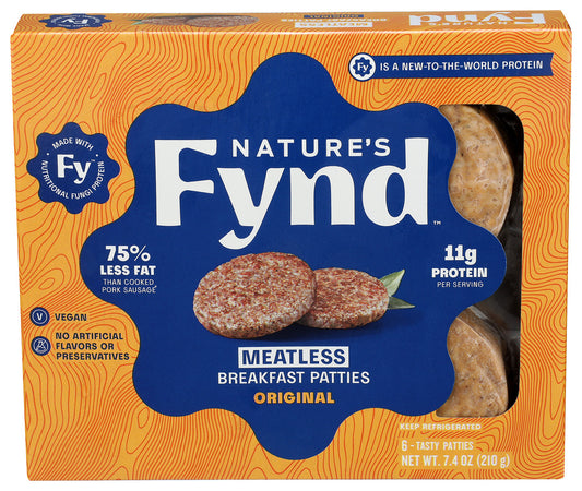 Nature`s Fynd, Nonfat Patties Breakfast Meals, Case Of 8, 7.4 Oz