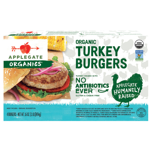 Applegate Organics, Organic Turkey Burgers, Case Of 12, 16 Oz