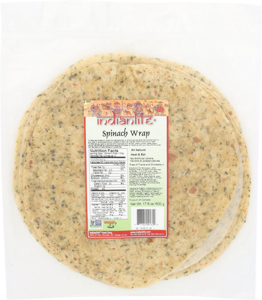 Indian Life Foods, All Natural Vegan Spinach Wrap, 5 Pk