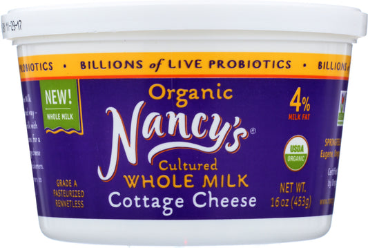 Nancy's Springfield Creamery, Organic Cultured Whole Milk Cottage Cheese, Case Of 6, 16 Oz