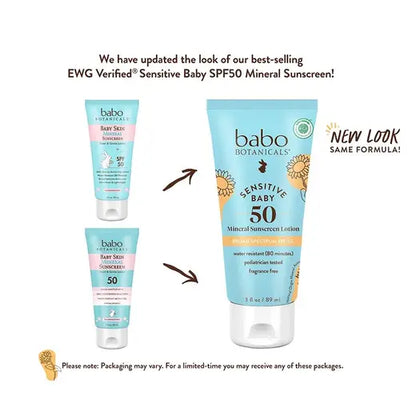 Babo Botanicals Sensitive Baby Mineral Sunscreen Lotion SPF 50 3 fl. oz.