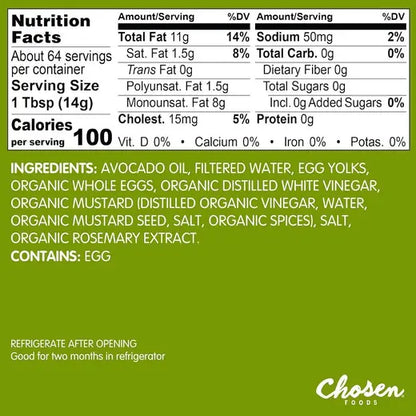 Chosen Foods Traditional Avocado Oil Mayo 12 fl. oz.