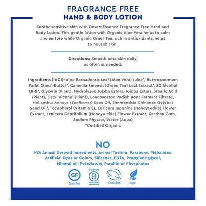 Desert Essence Fragrance-Free Hand & Body Lotion 8 fl. oz.