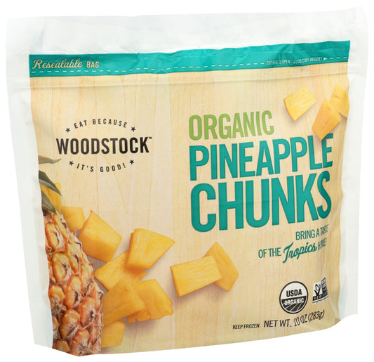 Woodstock Foods, Organic Frozen Fruit Pineapple Chunks, Case Of 12, 10 Oz