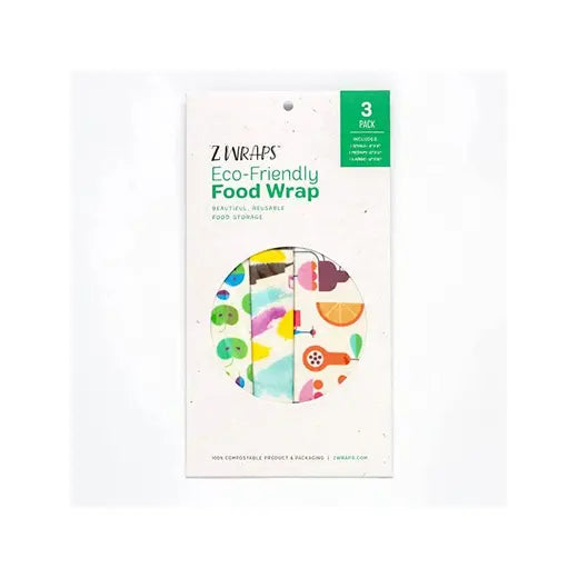 Z Wraps 3-Pack Beeswax Wrap, 1 Small Perfect Pear, 1 Medium Painters Palette, 1 Large Out & About Print