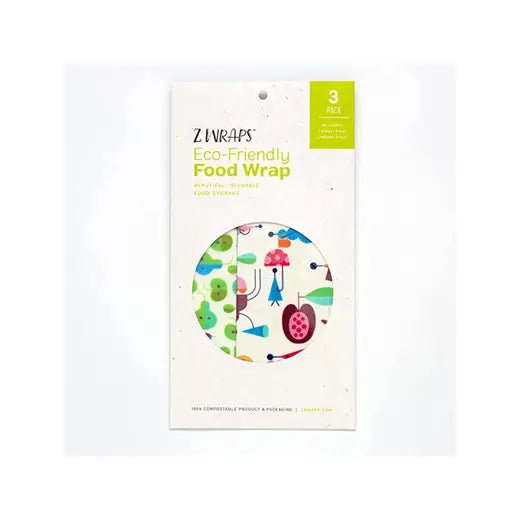 Z Wraps 3-Pack Beeswax Wrap, 1 Small Perfect Pear, 2 Medium Out & About Print